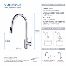 KIBI Napa Single Handle High Arc Pull Down Kitchen Faucet With Soap Dispenser in Chrome Finish - C-KKF2005CH-KSD100CH