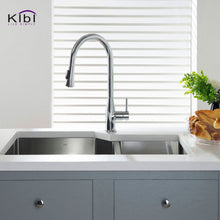 KIBI Napa Single Handle High Arc Pull Down Kitchen Faucet With Soap Dispenser in Chrome Finish - C-KKF2005CH-KSD100CH