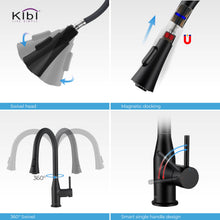 KIBI Napa Single Handle High Arc Pull Down Kitchen Faucet With Soap Dispenser in Matte Black Finish - C-KKF2005MB-KSD100MB