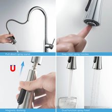 KIBI Napa Single Handle High Arc Pull Down Kitchen Faucet in Chrome Finish - KKF2005CH