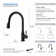 KIBI Napa Single Handle High Arc Pull Down Kitchen Faucet in Matte Black Finish - KKF2005MB