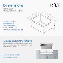 Kibi 14" x 18" x 8" Handcrafted Undermount Single Bowl Kitchen Sink With Satin Finish - K1-S14