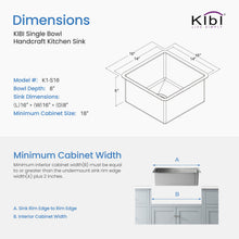 Kibi 16" x 16" x 8" Handcrafted Undermount Single Bowl Kitchen Sink With Satin Finish - K1-S16