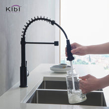 Kibi Aurora Single Handle High Arc Pull Down Kitchen Faucet In Matte Black Finish - KKF2003MB