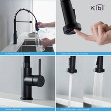 Kibi Aurora Single Handle High Arc Pull Down Kitchen Faucet In Matte Black Finish - KKF2003MB