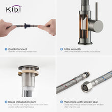 Kibi Aurora Single Handle High Arc Pull Down Kitchen Faucet In Titanium Finish - KKF2003TT