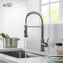 Kibi Aurora Single Handle High Arc Pull Down Kitchen Faucet In Titanium Finish - KKF2003TT