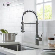 Kibi Aurora Single Handle High Arc Pull Down Kitchen Faucet In Titanium Finish - KKF2003TT