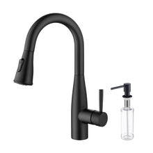 Kibi Bari Single Handle Pull Down Kitchen Bar Sink Faucet With Soap Dispenser in Matte Black Finish - C-KKF2015MB-KSD100MB