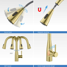 Kibi Bari Single Handle Pull Down Kitchen and Bar Sink Faucet in Brushed Gold Finish - KKF2015BG
