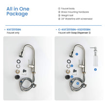 Kibi Bari Single Handle Pull Down Kitchen and Bar Sink Faucet in Brushed Nickel Finish - KKF2015BN
