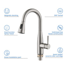 Kibi Bari Single Handle Pull Down Kitchen and Bar Sink Faucet in Brushed Nickel Finish - KKF2015BN