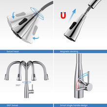 Kibi Bari-T Single Handle Pull Down Kitchen Sink Faucet With Soap Dispenser in Chrome Finish - C-KKF2016CH-KSD100CH