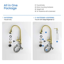Kibi Bari-T Single Handle Pull Down Kitchen Sink Faucet in Brushed Gold Finish - KKF2016BG