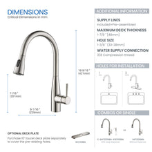 Kibi Bari-T Single Handle Pull Down Kitchen Sink Faucet in Brushed Nickel Finish - KKF2016BN