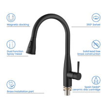 Kibi Bari-T Single Handle Pull Down Kitchen Sink Faucet in Matte Black Finish - KKF2016MB
