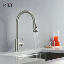 Kibi Casa Single Handle High Arc Pull Down Kitchen Faucet in Brushed Nickel Finish - KKF2002BN