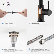 Kibi Casa Single Handle High Arc Pull Down Kitchen Faucet in Matte Black Finish - KKF2002MB