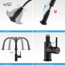 Kibi Casa Single Handle High Arc Pull Down Kitchen Faucet in Matte Black Finish - KKF2002MB