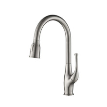 Kibi Cedar Single Handle High Arc Pull Down Kitchen Faucet With Soap Dispenser in Brushed Nickel Finish - C-KKF2010BN-KSD101BN