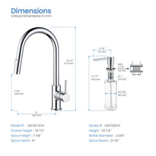 Kibi Circular Single Handle Pull Down Kitchen Faucet With Soap Dispenser in Chrome Finish - C-KKF2013CH-KSD100CH