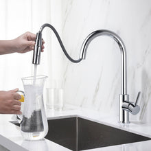 Kibi Circular Single Handle Pull Down Kitchen Faucet With Soap Dispenser in Chrome Finish - C-KKF2013CH-KSD100CH