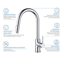 Kibi Circular Single Handle Pull Down Kitchen Faucet With Soap Dispenser in Chrome Finish - C-KKF2013CH-KSD100CH