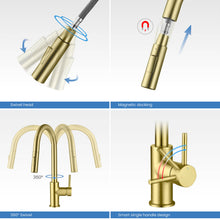 Kibi Circular Single Handle Pull Down Kitchen Faucet in Brushed Gold Finish - KKF2013BG