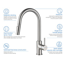 Kibi Circular Single Handle Pull Down Kitchen Faucet in Brushed Nickel Finish - KKF2013BN