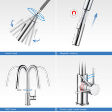 Kibi Circular Single Handle Pull Down Kitchen Faucet in Chrome Finish - KKF2013CH