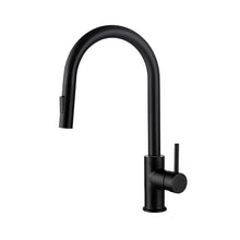 Kibi Circular Single Handle Pull Down Kitchen Faucet in Matte Black Finish - KKF2013MB