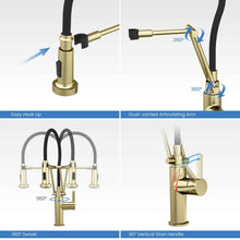 Kibi Engel Single Handle Pull Down Kitchen Faucet In Brushed Gold Finish - KKF2014BG