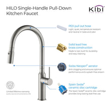 Kibi Hilo Single Handle High Arc Pull Down Kitchen Faucet in Brushed Nickel Finish - KKF2008BN