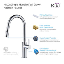 Kibi Hilo Single Handle High Arc Pull Down Kitchen Faucet in Chrome Finish - KKF2008CH