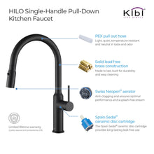 Kibi Hilo Single Handle High Arc Pull Down Kitchen Faucet in Matte Black Finish - KKF2008MB