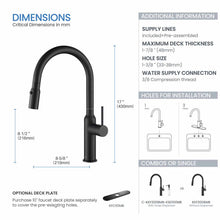 Kibi Hilo Single Handle High Arc Pull Down Kitchen Faucet in Matte Black Finish - KKF2008MB