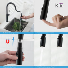 Kibi Hilo Single Handle High Arc Pull Down Kitchen Faucet in Matte Black Finish - KKF2008MB