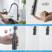 Kibi Hilo Single Handle High Arc Pull Down Kitchen Faucet in Titanium Finish - KKF2008TT