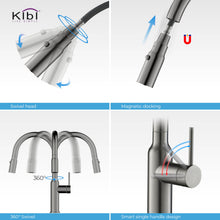Kibi Hilo Single Handle High Arc Pull Down Kitchen Faucet in Titanium Finish - KKF2008TT