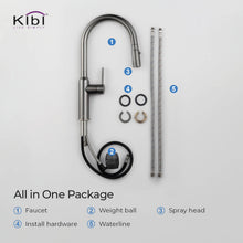Kibi Hilo Single Handle High Arc Pull Down Kitchen Faucet in Titanium Finish - KKF2008TT
