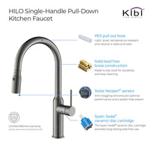 Kibi Hilo Single Handle High Arc Pull Down Kitchen Faucet in Titanium Finish - KKF2008TT