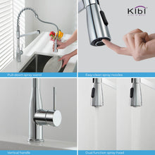 Kibi Largo Single Handle Pull Down Kitchen Faucet With Soap Dispenser in Chrome Finish - C-KKF2006CH-KSD100CH