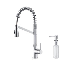 Kibi Largo Single Handle Pull Down Kitchen Faucet With Soap Dispenser in Chrome Finish - C-KKF2006CH-KSD100CH