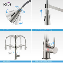 Kibi Largo Single Handle Pull Down Kitchen Faucet in Brushed Nickel Finish - KKF2006BN