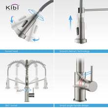 Kibi Lodi Single Handle High Arc Pull Down Kitchen Faucet IN Brushed Nickel Finish - KKF2004BN