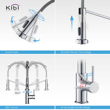 Kibi Lodi Single Handle High Arc Pull Down Kitchen Faucet In Chrome Finish - KKF2004CH