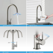 Kibi Lowa Single Handle High Arc Kitchen Bar Sink Faucet With Soap Dispenser in Brushed Nickel Finish - C-KKF2001BN-KSD100BN