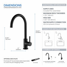 Kibi Lowa Single Handle High Arc Kitchen Bar Sink Faucet With Soap Dispenser in Matte Black Finish - C-KKF2001MB-KSD100MB