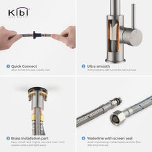 Kibi Luxe Single Handle High Arc Pull Down Kitchen Faucet With Soap Dispenser in Brushed Nickel Finish - C-KKF2011BN-KSD100BN