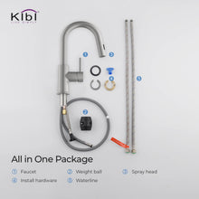 Kibi Luxe Single Handle High Arc Pull Down Kitchen Faucet With Soap Dispenser in Brushed Nickel Finish - C-KKF2011BN-KSD100BN